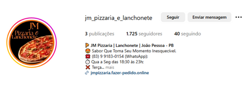 Link do Cardápio no Instagram